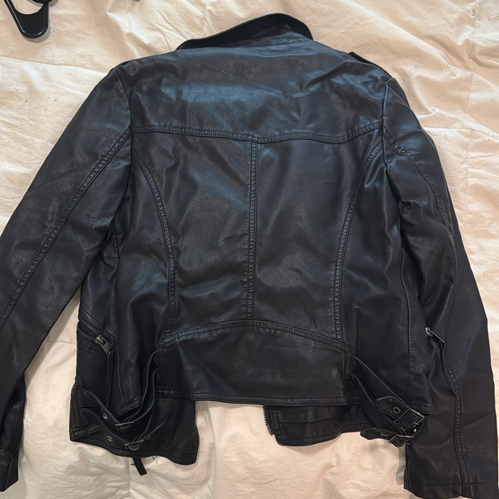 Cielo Basic Classic Black Leather Jacket Size M - image 4
